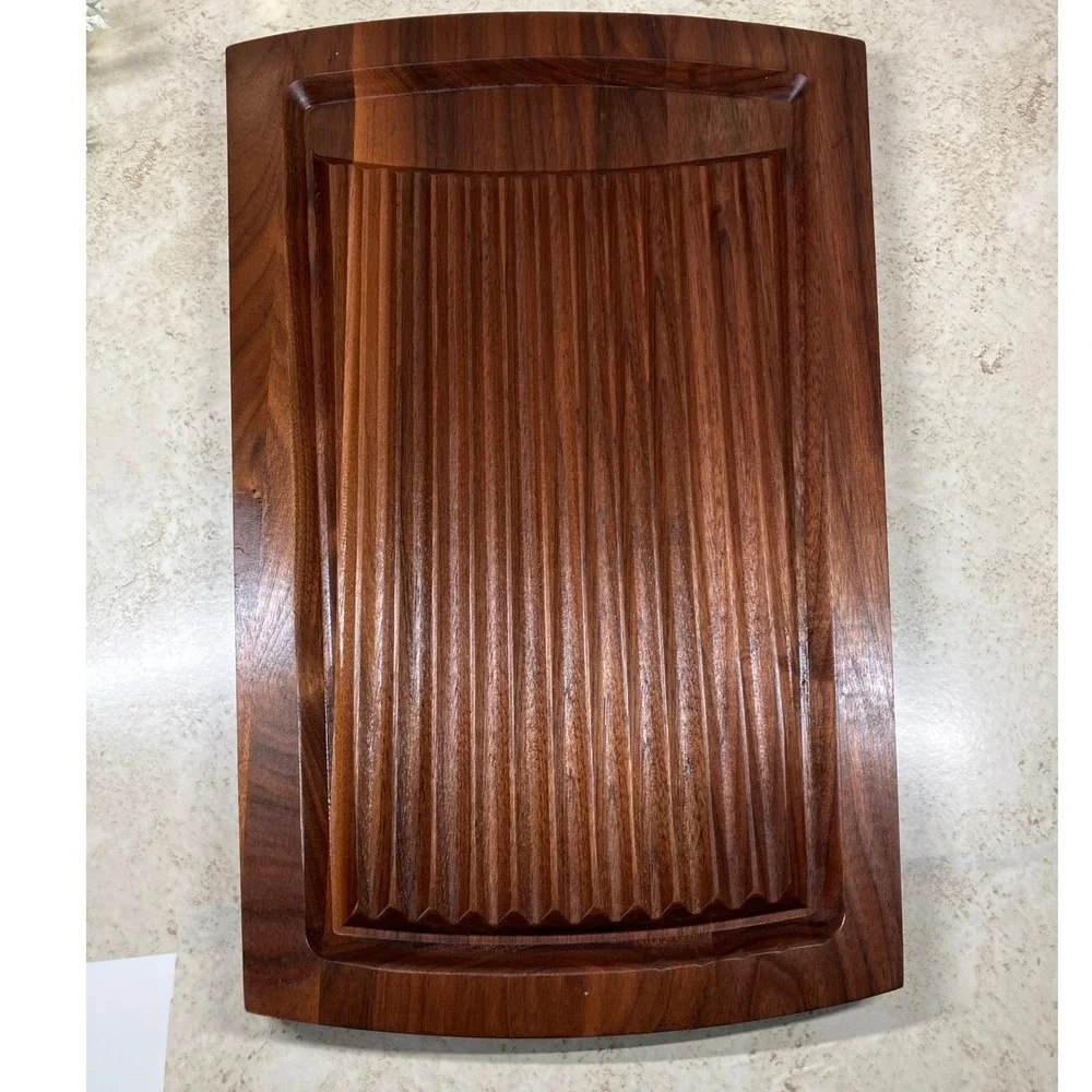 Carvel Hall Carving Board Solid Walnut 17.5x10.5 Brown Vintage Juice Grooves